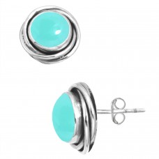925 Sterling Silver Earring Aqua Chalcedony Handmade Jewelry