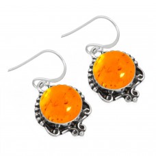 925 Sterling Silver Earring Amber Handmade Jewelry
