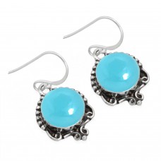 925 Sterling Silver Earring Blue Chalcedony Handmade Jewelry