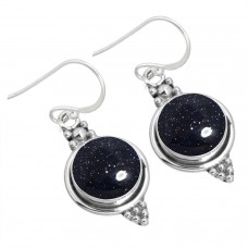 925 Sterling Silver Earring Blue Sunstone Handmade Jewelry