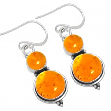 925 Sterling Silver Earring Amber Handmade Jewelry