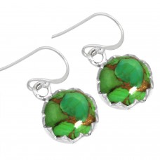 925 Sterling Silver Earring Copper Green Turquoise Handmade Jewelry