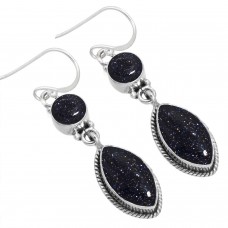 925 Sterling Silver Earring Blue Sunstone Handmade Jewelry