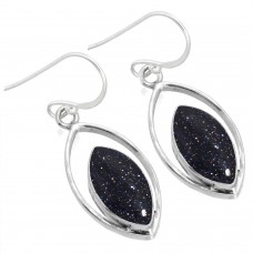 925 Sterling Silver Earring Blue Sunstone Handmade Jewelry