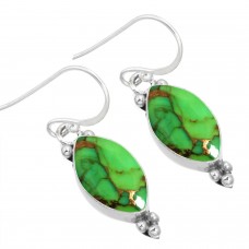 925 Sterling Silver Earring Copper Green Turquoise Handmade Jewelry