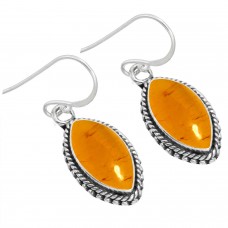 925 Sterling Silver Earring Amber Handmade Jewelry