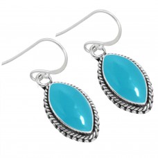 925 Sterling Silver Earring Blue Chalcedony Handmade Jewelry