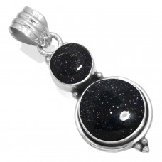 925 Sterling Silver Pendant Blue Sunstone Handmade Jewelry