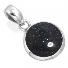 925 Sterling Silver Pendant Blue Sunstone Handmade Jewelry