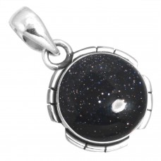925 Sterling Silver Pendant Blue Sunstone Handmade Jewelry