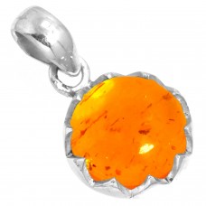 925 Sterling Silver Pendant Amber Handmade Jewelry