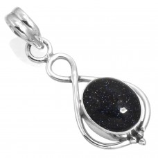 925 Sterling Silver Pendant Blue Sunstone Handmade Jewelry