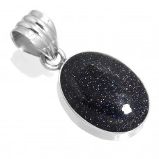 925 Sterling Silver Pendant Blue Sunstone Handmade Jewelry