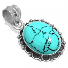 Turquoise Women Jewelry 925 Sterling Silver Pendant