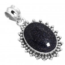 925 Sterling Silver Pendant Blue Sunstone Handmade Jewelry
