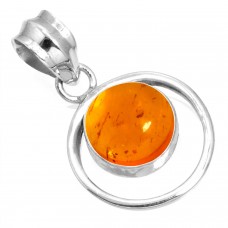 925 Sterling Silver Pendant Amber Handmade Jewelry