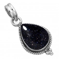 925 Sterling Silver Pendant Blue Sunstone Handmade Jewelry
