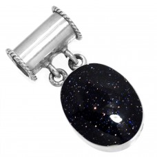 925 Sterling Silver Pendant Blue Sunstone Handmade Jewelry