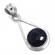 925 Sterling Silver Pendant Blue Sunstone Handmade Jewelry
